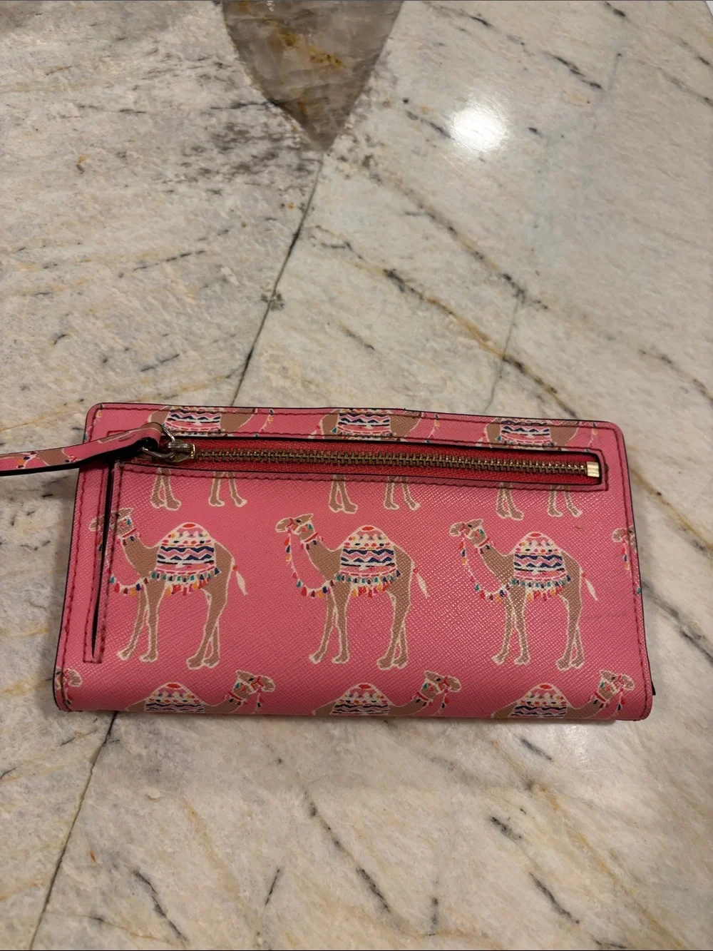 kate spade Pink Camel-Print Continental Wallet